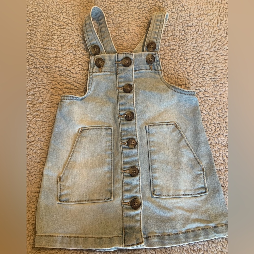 Denim overall dress.